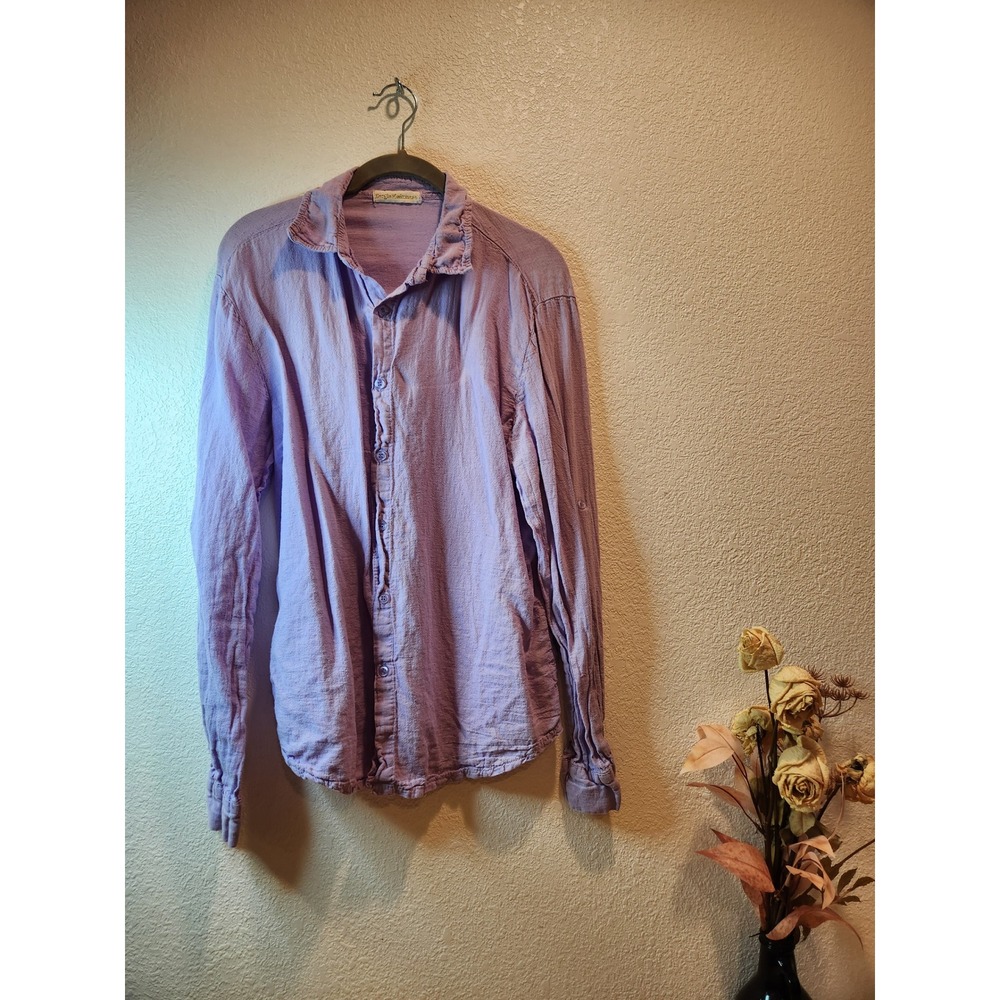 Sergio Modamare 100% Linen Button-Up Shirt Made in Italy‎ Purple Lilac Size M